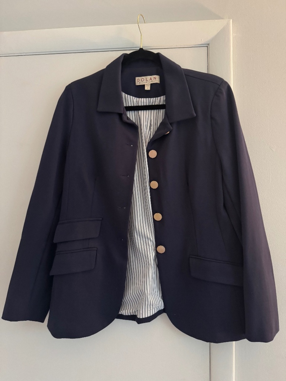 Dolan Left Coast Collection Navy Gold Button Blazer Size M Anthropologie